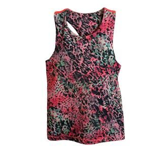 ADIDAS Youth Girls Tank Top Medium (10-12) Multicolored Animal Print Twist Back